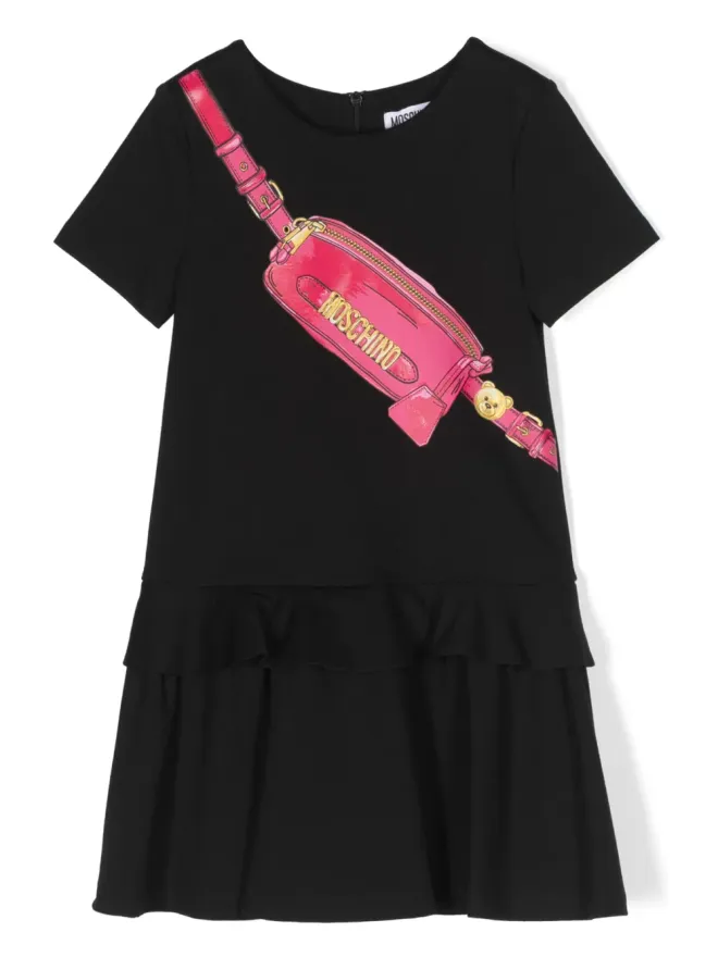 Moschino Kids Moschino Kids グラフィックプリント・フリルディテールのドレスの商品画像