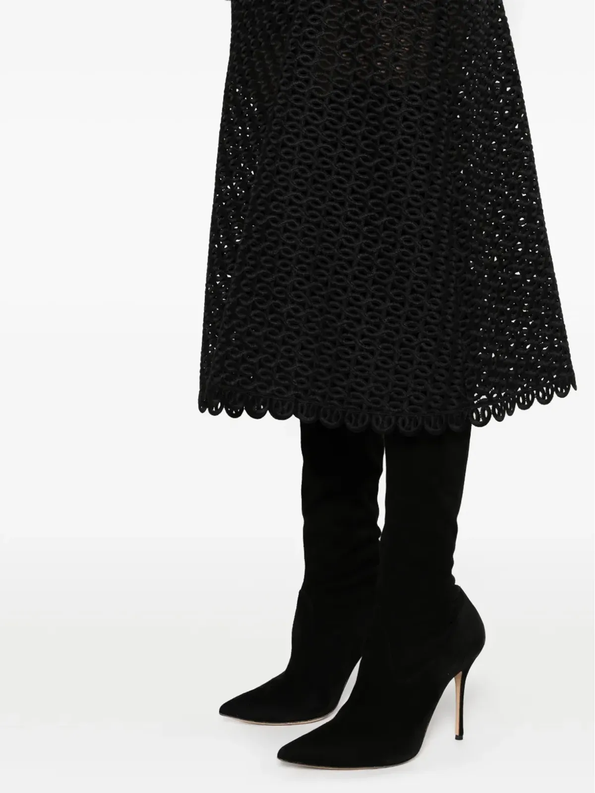 Dorothee Schumacher Graphic Performance macramé midi skirt - Black - 画像5