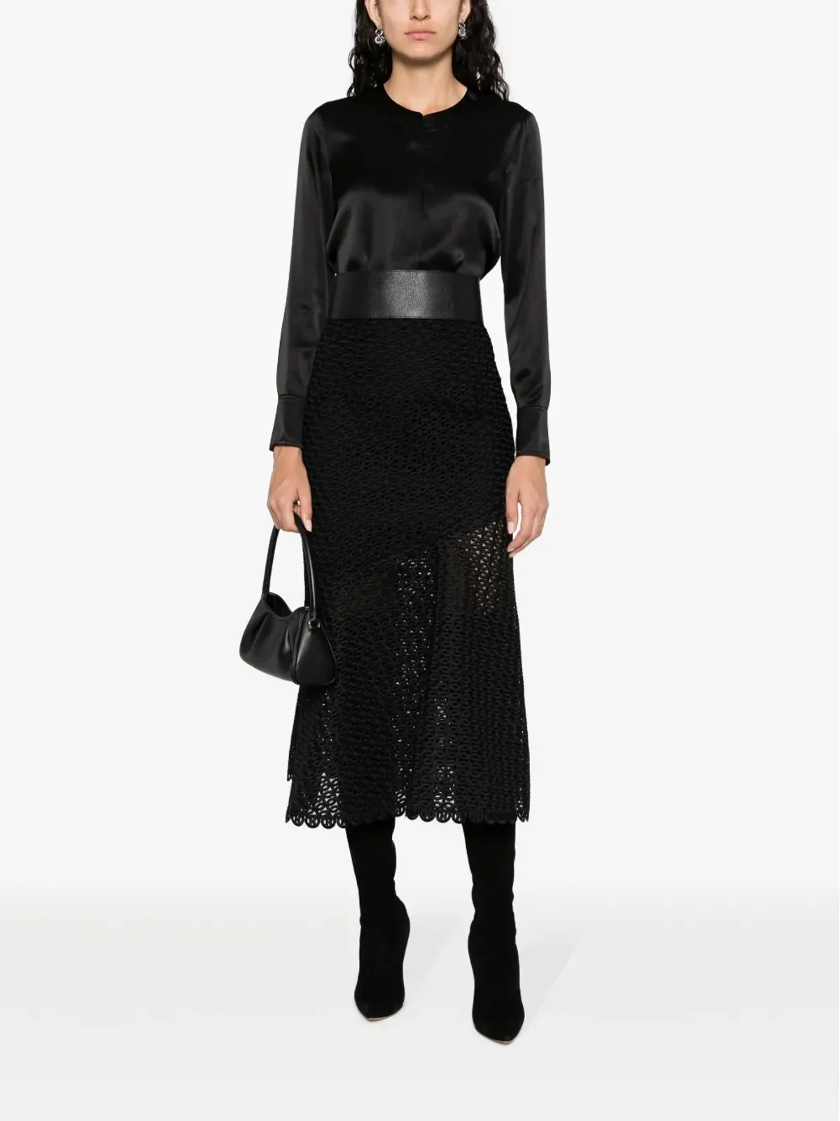 Dorothee Schumacher Graphic Performance macramé midi skirt - Black - 画像2