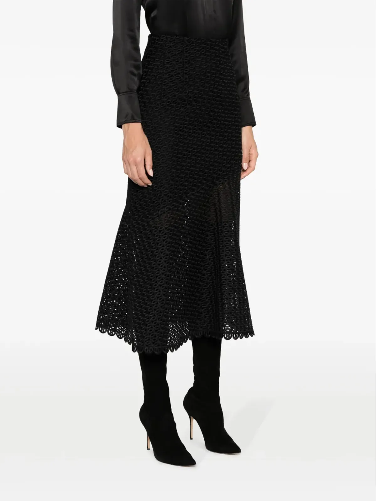 Dorothee Schumacher Graphic Performance macramé midi skirt - Black - 画像3