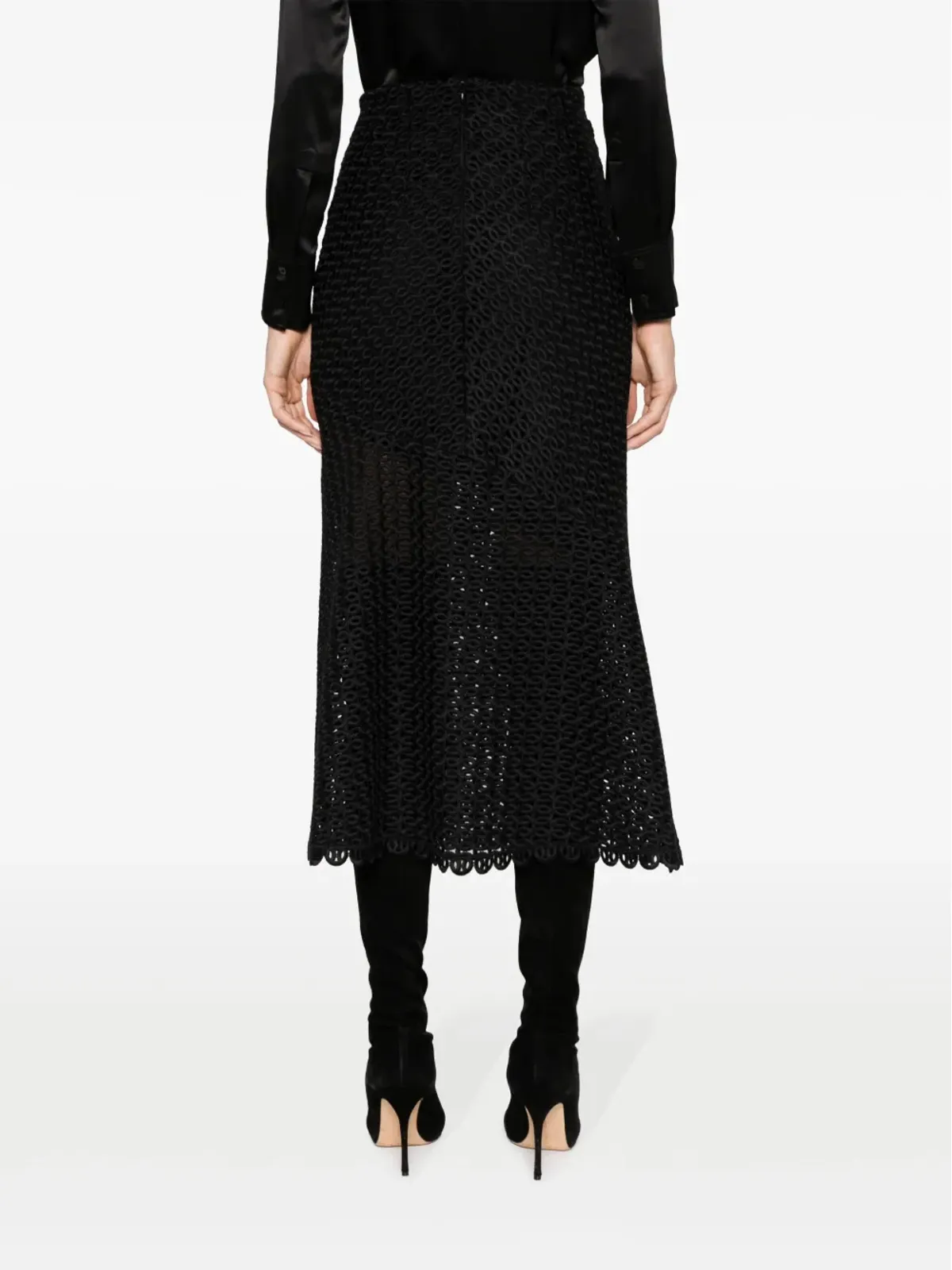 Dorothee Schumacher Graphic Performance macramé midi skirt - Black - 画像4