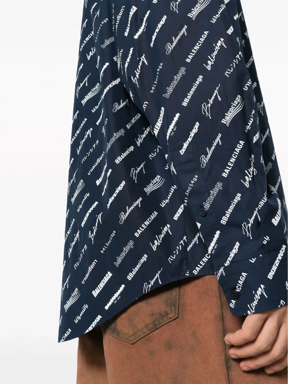 Balenciaga ロゴプリント コットンシャツ - ブルー - 画像5