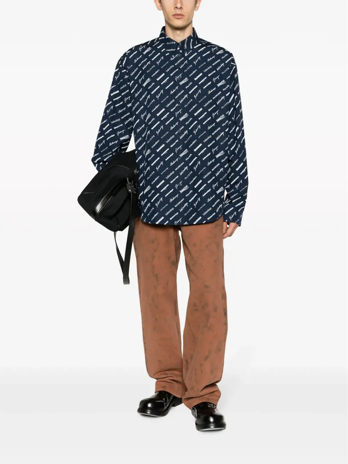 Balenciaga ロゴプリント コットンシャツ - ブルー - 画像2