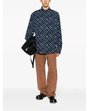 Balenciaga ロゴプリント コットンシャツ - ブルー - サムネイル2