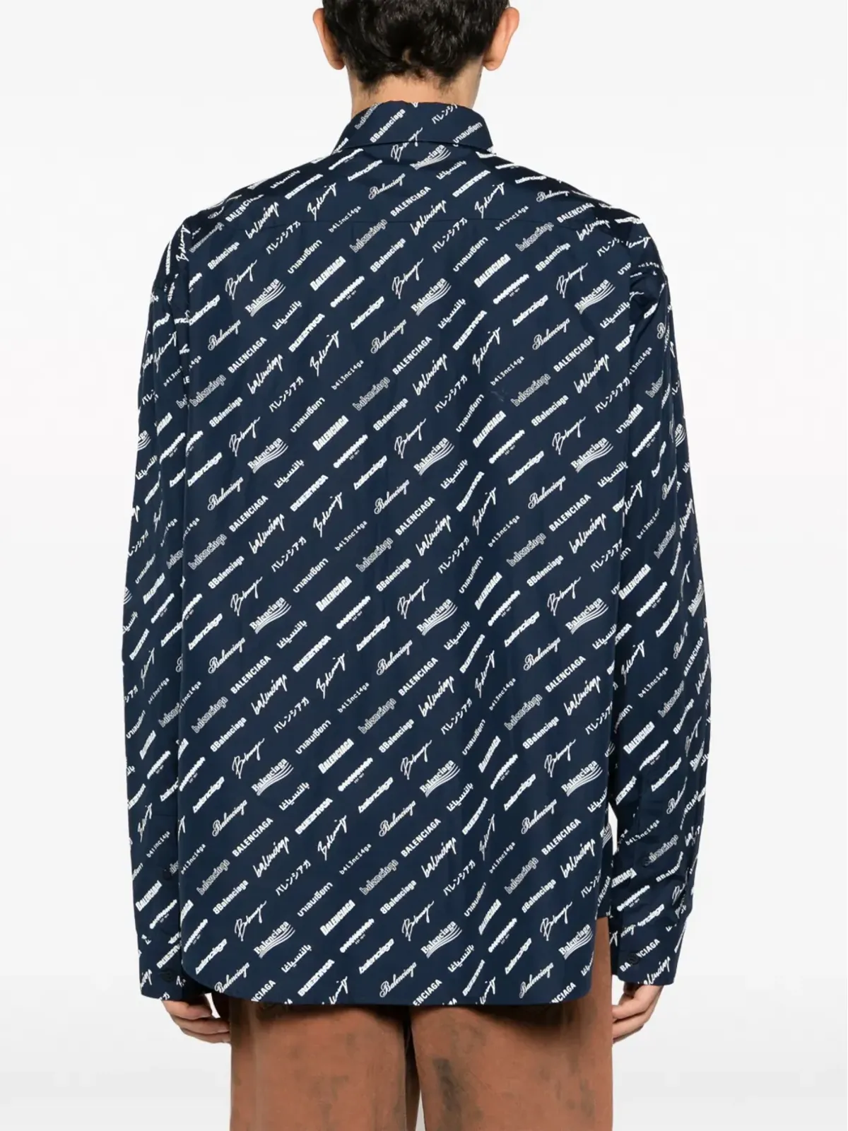Balenciaga ロゴプリント コットンシャツ - ブルー - 画像4