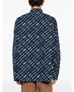 Balenciaga ロゴプリント コットンシャツ - ブルー - サムネイル4