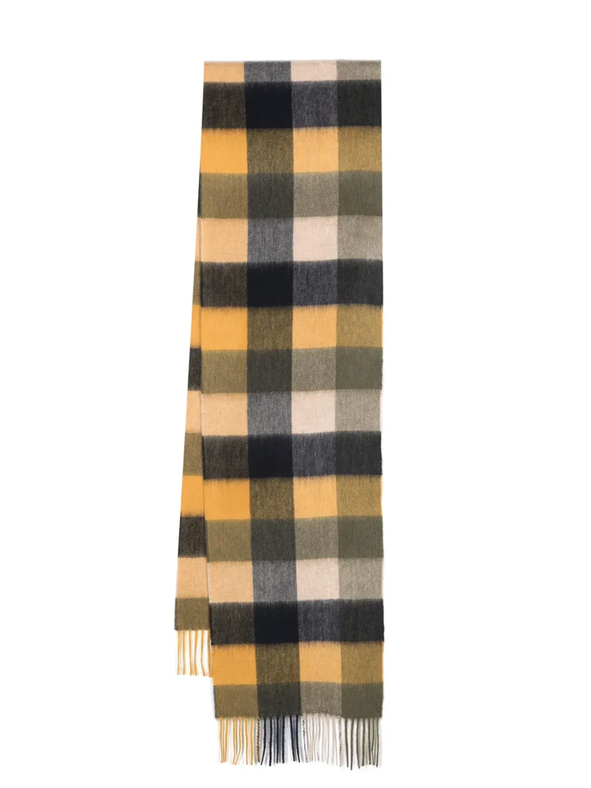 Barbour ブラッシュドエフェクト チェック柄スカーフ グリーン - 画像1