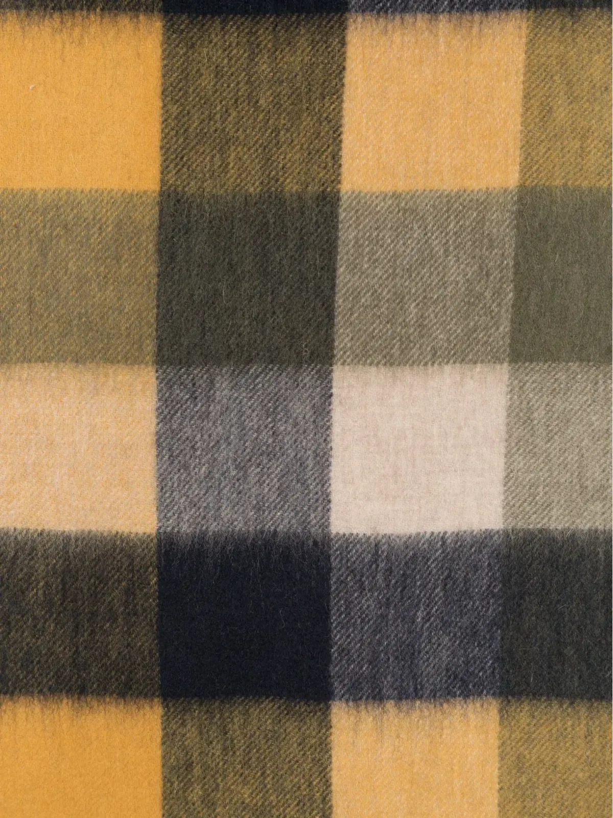 Barbour ブラッシュドエフェクト チェック柄スカーフ グリーン - 画像2