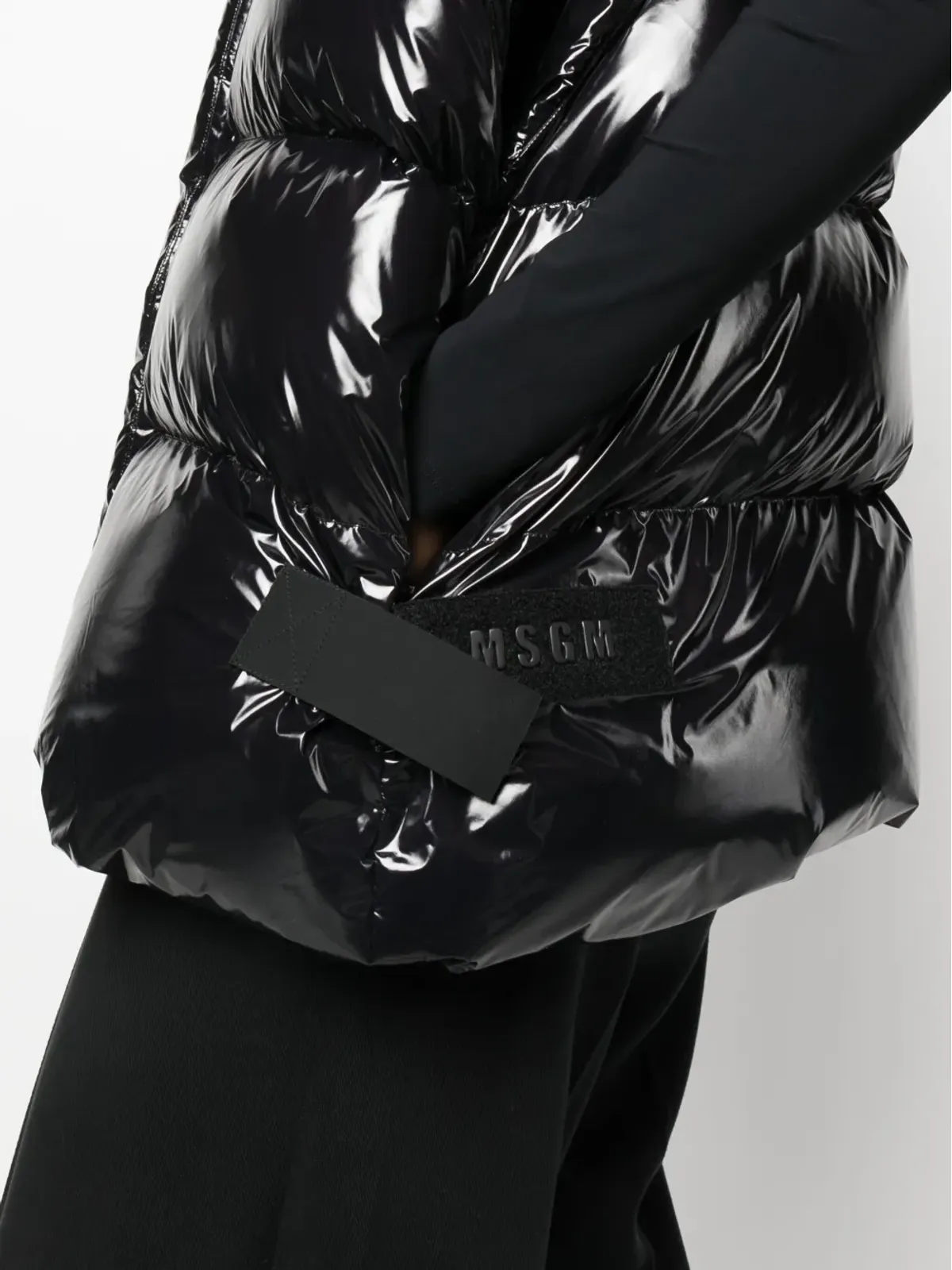 MSGM グロッシー パディド ジップアップ ジレ - ブラック - 画像5