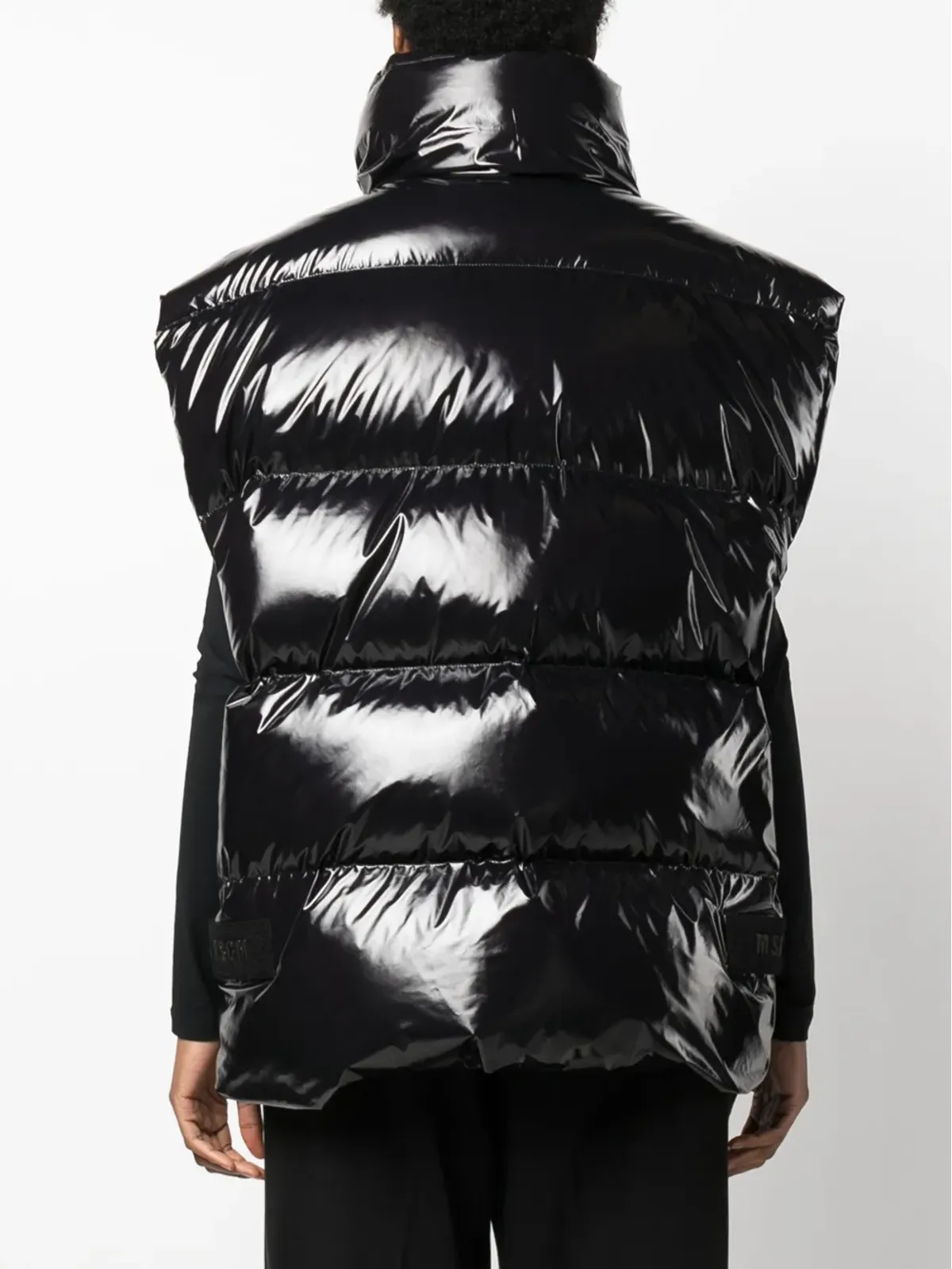 MSGM グロッシー パディド ジップアップ ジレ - ブラック - 画像4