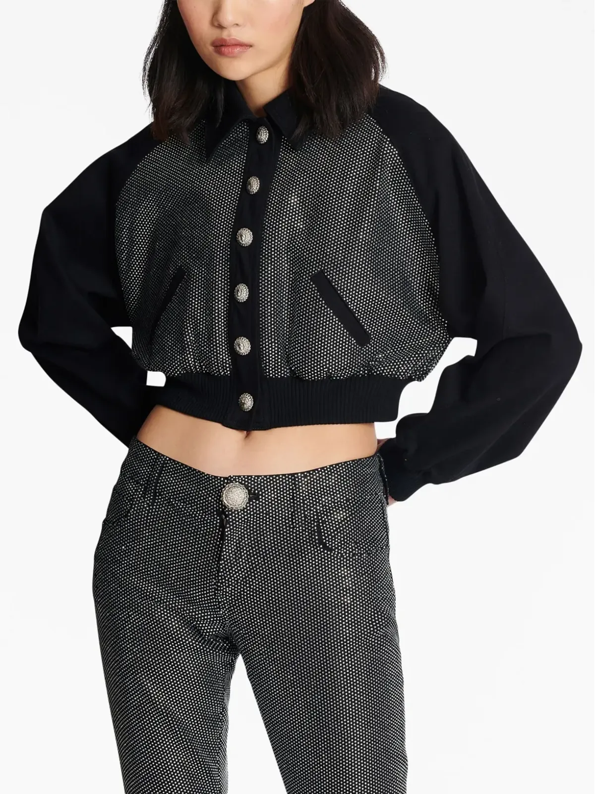 Balmain ロゴ入りクロップドジャケット - 画像5