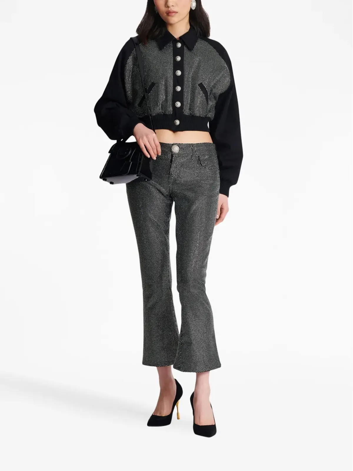 Balmain ロゴ入りクロップドジャケット - 画像2