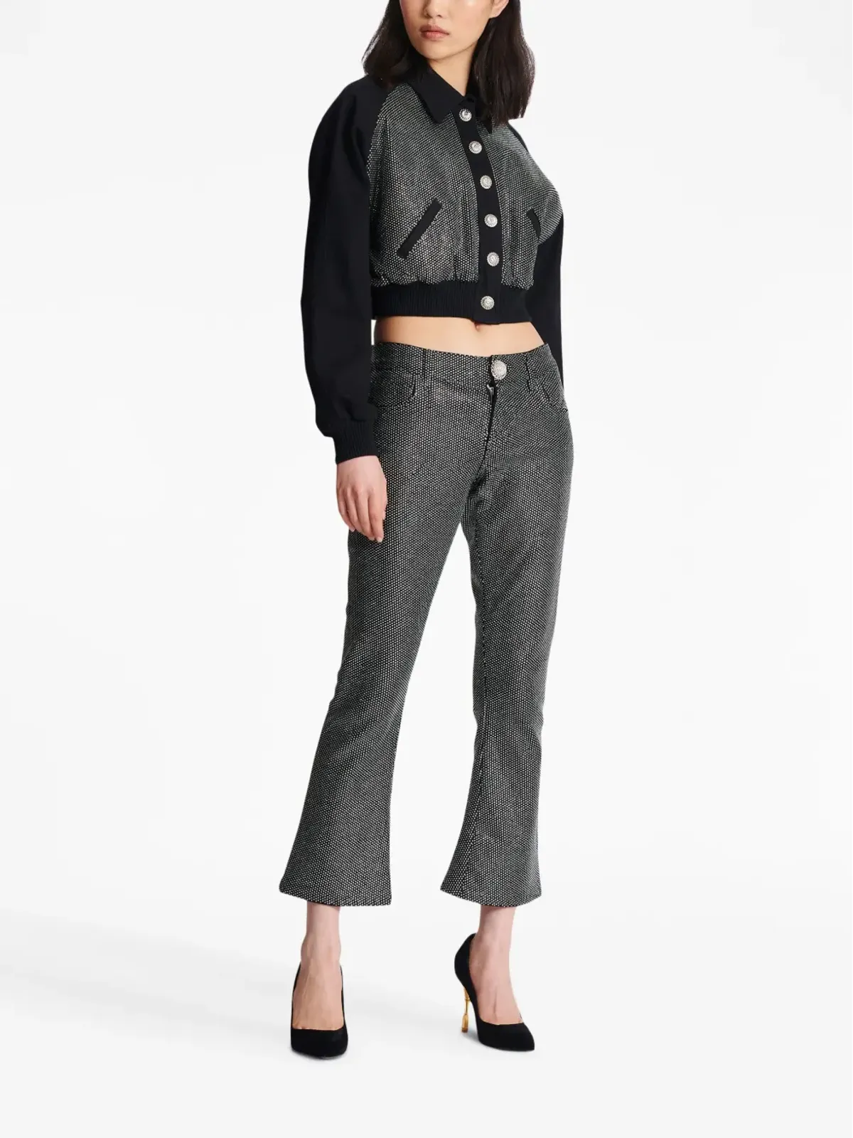 Balmain ロゴ入りクロップドジャケット - 画像3