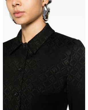 Marine Serre Moon Diamant-jacquard クロップドジャケット - ブラック - サムネイル5