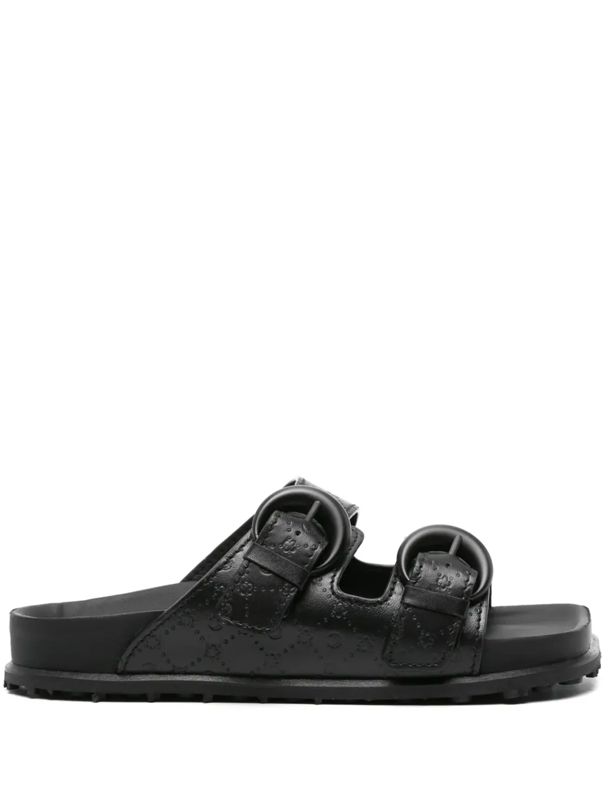 Marine Serre Moonogram-embossed leather slides（ブラック） - 画像1