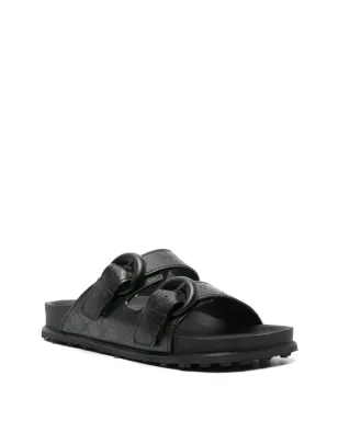 Marine Serre Moonogram-embossed leather slides（ブラック） - サムネイル2