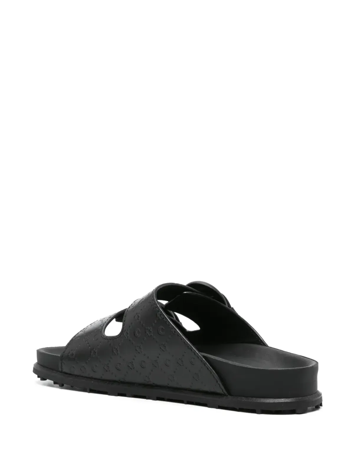 Marine Serre Moonogram-embossed leather slides（ブラック） - 画像3
