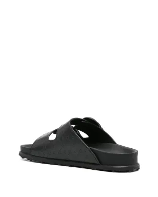 Marine Serre Moonogram-embossed leather slides（ブラック） - サムネイル3