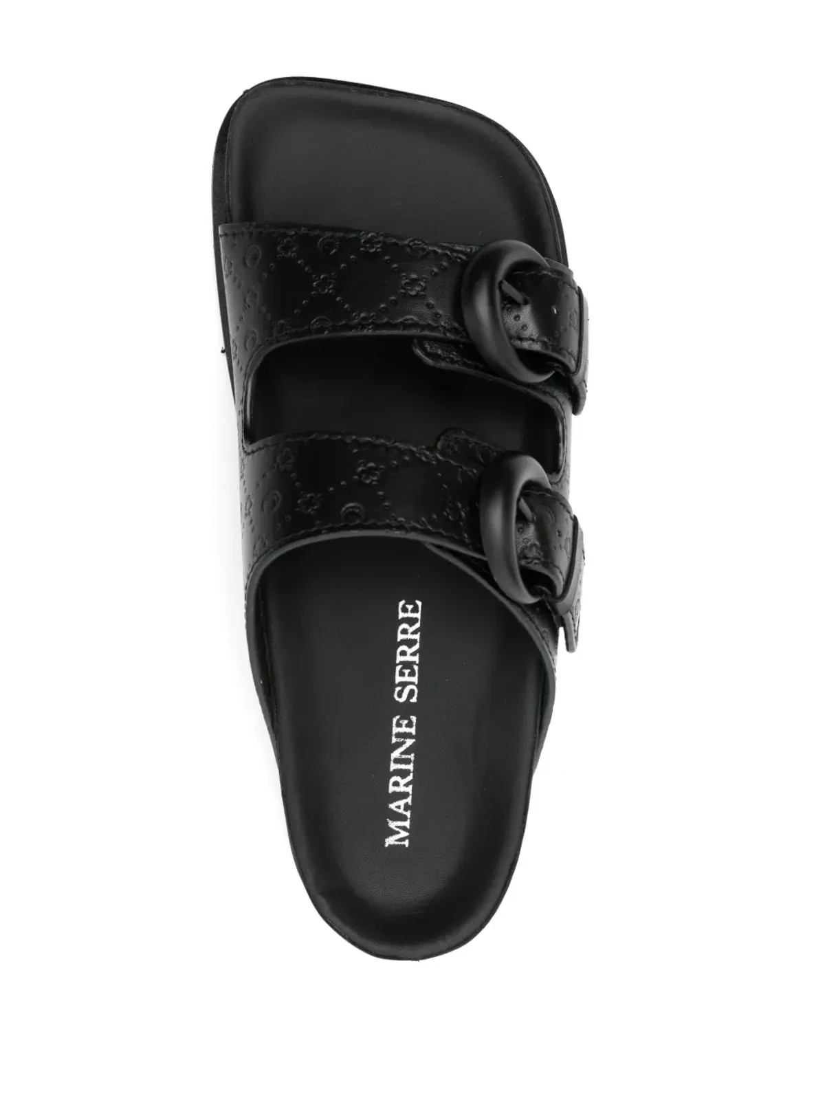 Marine Serre Moonogram-embossed leather slides（ブラック） - 画像4
