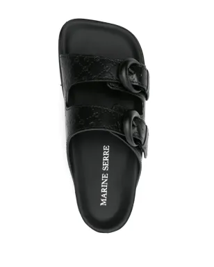Marine Serre Moonogram-embossed leather slides（ブラック） - サムネイル4
