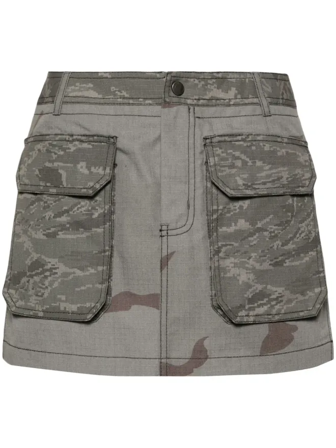 Marine Serre Marine Serre Regenerated camouflage miniskirt - Greyの商品画像