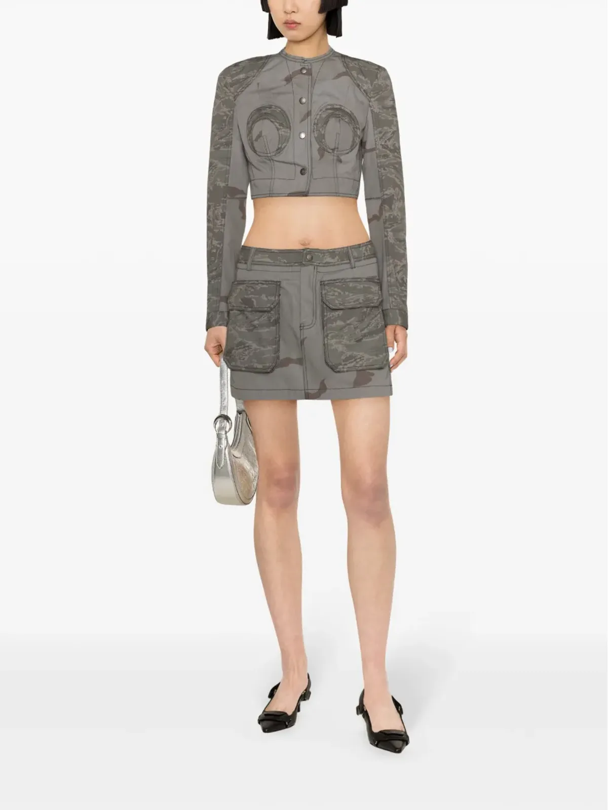 Marine Serre Regenerated camouflage miniskirt - Grey - 画像2