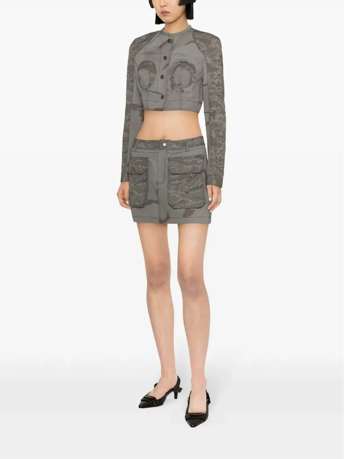 Marine Serre Regenerated camouflage miniskirt - Grey - 画像3