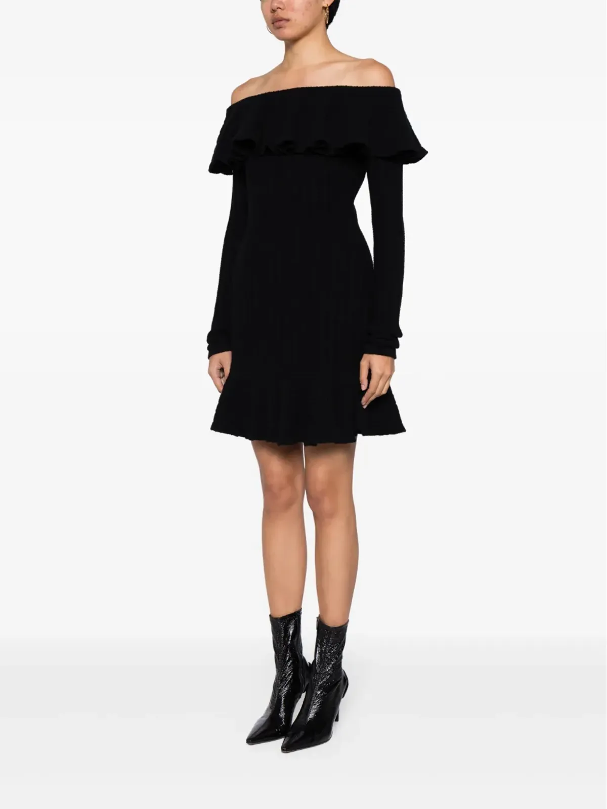 Blumarine スクエアネック ウール ミニドレス - 画像3