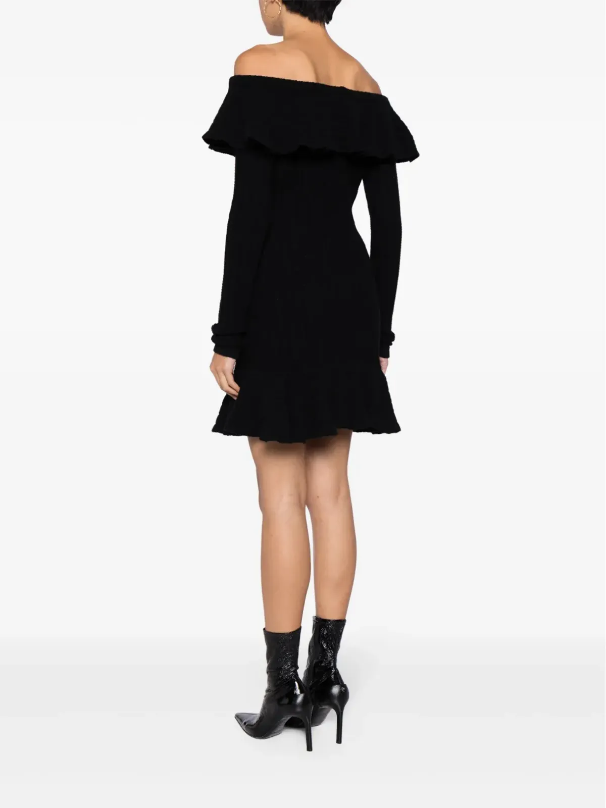 Blumarine スクエアネック ウール ミニドレス - 画像4