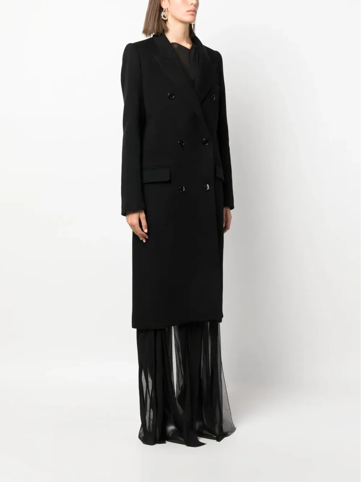 ISABEL MARANT Enarryli ウールブレンド ロングコート ブラック - 画像3