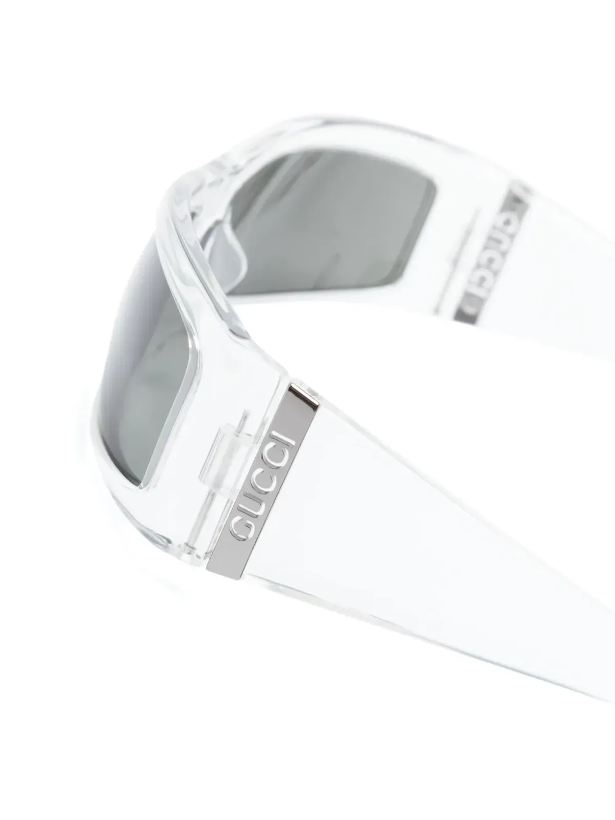 Gucci Eyewear ロゴプレート付き レクタングルフレーム サングラス - White - 画像3