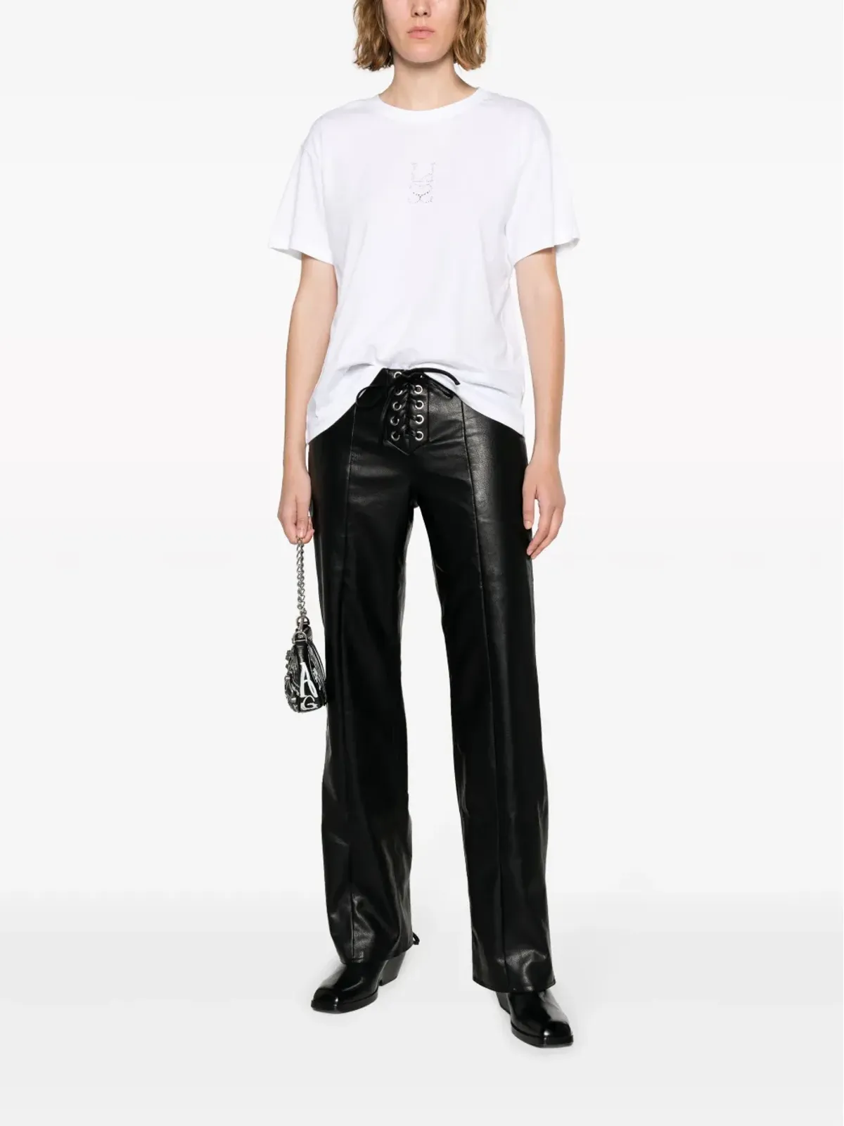 Ludovic de Saint Sernin クリスタルロゴ コットンTシャツ - White - 画像3