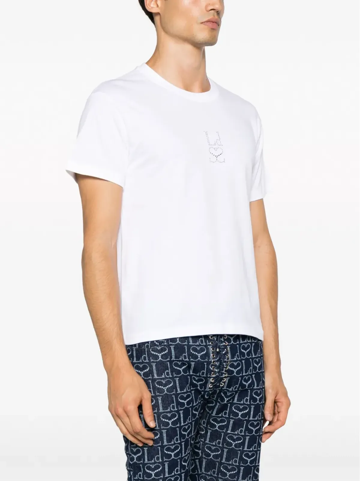 Ludovic de Saint Sernin クリスタルロゴ コットンTシャツ - White - 画像4
