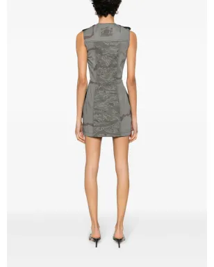 Marine Serre 再生迷彩ミニドレス グレー - サムネイル4