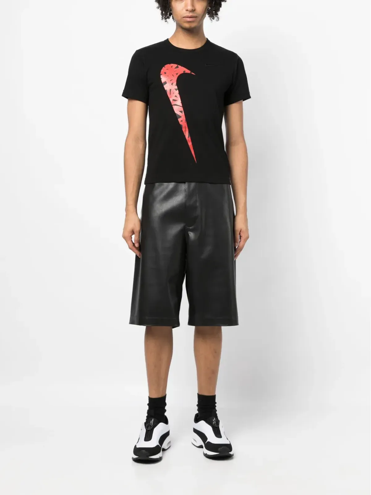 Black Comme Des Garçons x Nike ロゴプリント コットンTシャツ - 画像2