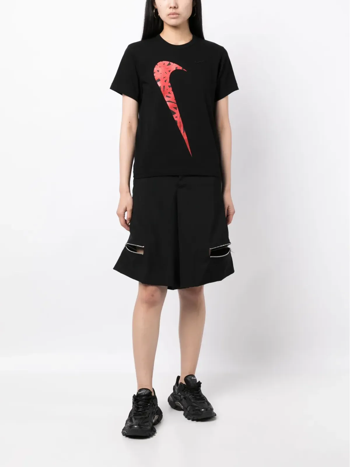 Black Comme Des Garçons x Nike ロゴプリント コットンTシャツ - 画像3