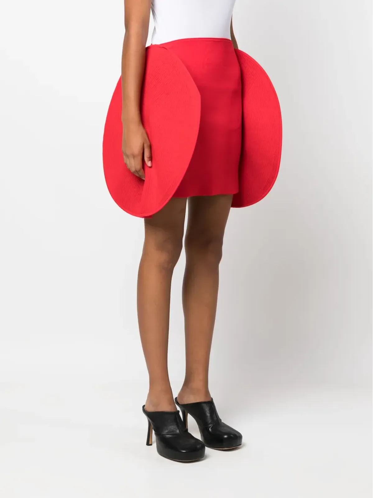 Victoria Beckham サーキュラ3Dディテーリングリブ編みミニスカート - 画像3