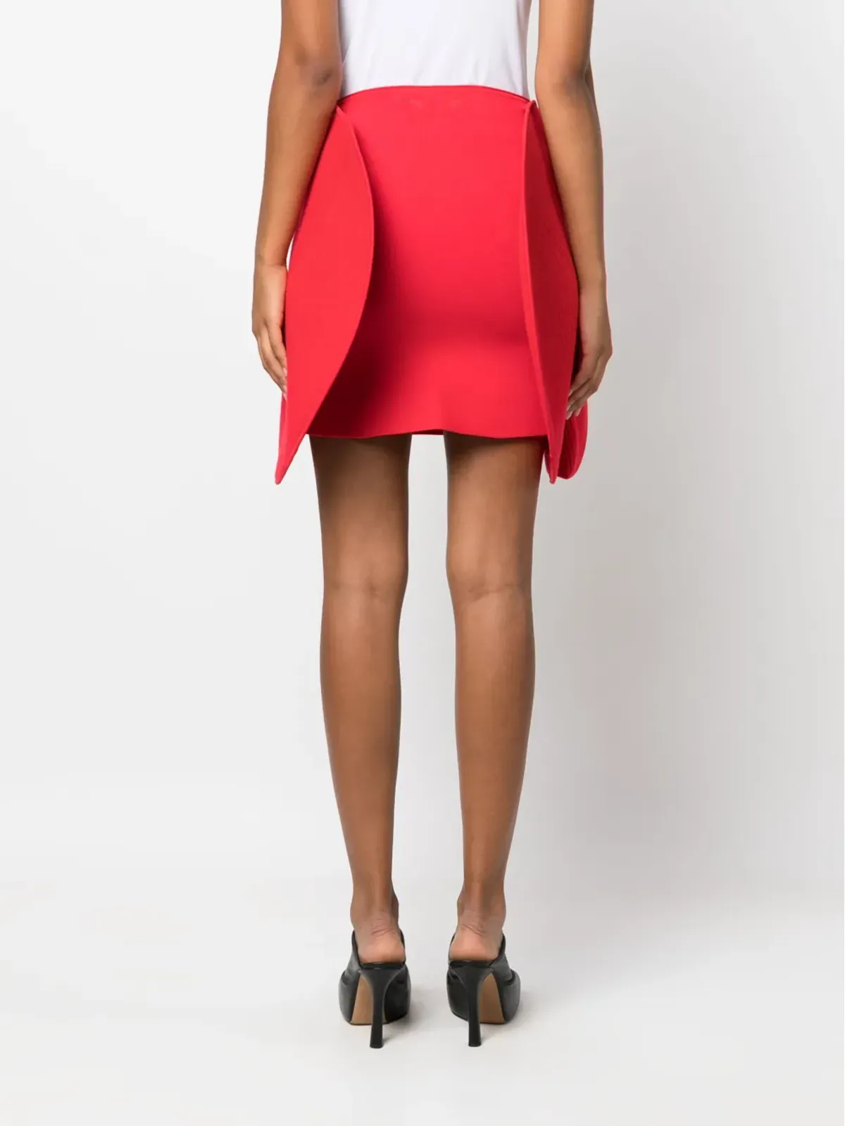 Victoria Beckham サーキュラ3Dディテーリングリブ編みミニスカート - 画像4
