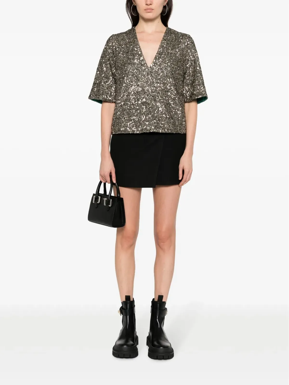 Zadig&Voltaire スパンコール装飾のVネック半袖ブラウス - ゴールド - 画像2