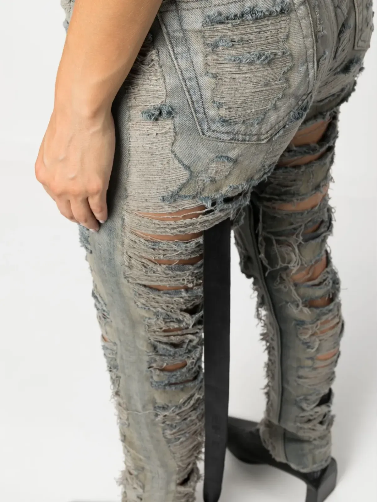 Rick Owens DRKSHDW ダメージ加工デニム ジーンズ（スリムカット） - 画像5
