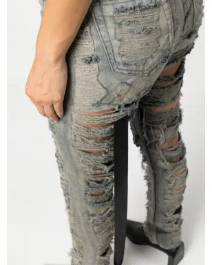 Rick Owens DRKSHDW ダメージ加工デニム ジーンズ（スリムカット） - サムネイル5