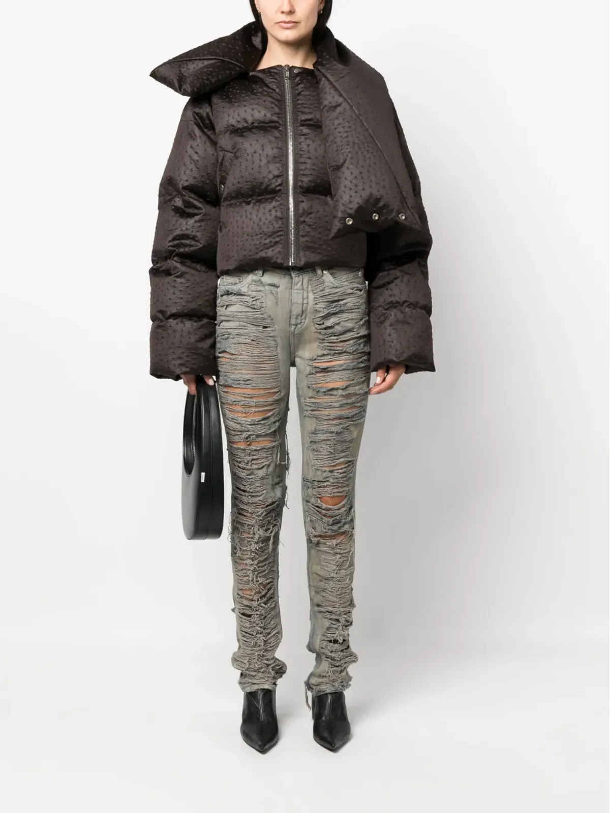 Rick Owens DRKSHDW ダメージ加工デニム ジーンズ（スリムカット） - 画像2