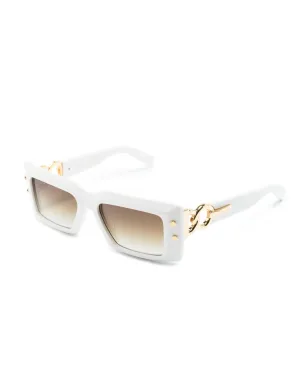 Balmain Eyewear インペリアル レクタングルフレーム サングラス - White - サムネイル2
