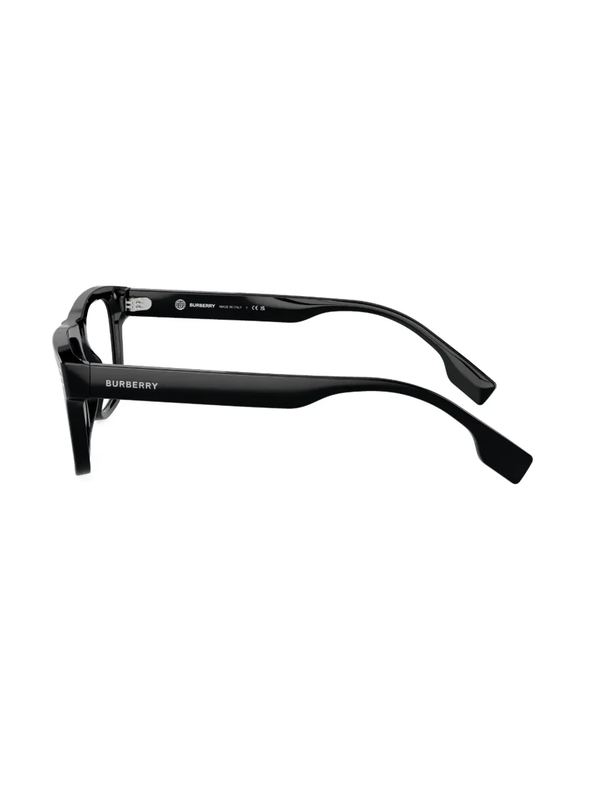 Burberry Eyewear ロゴプリントスクエアフレーム眼鏡 ブラック - 画像3