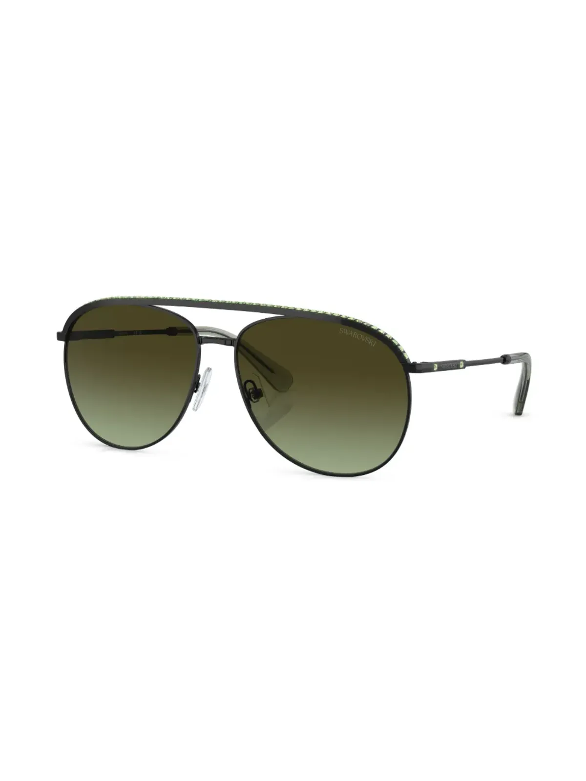 Swarovski Eyewear クリスタル装飾パイロットフレームサングラス - ブラック - 画像2