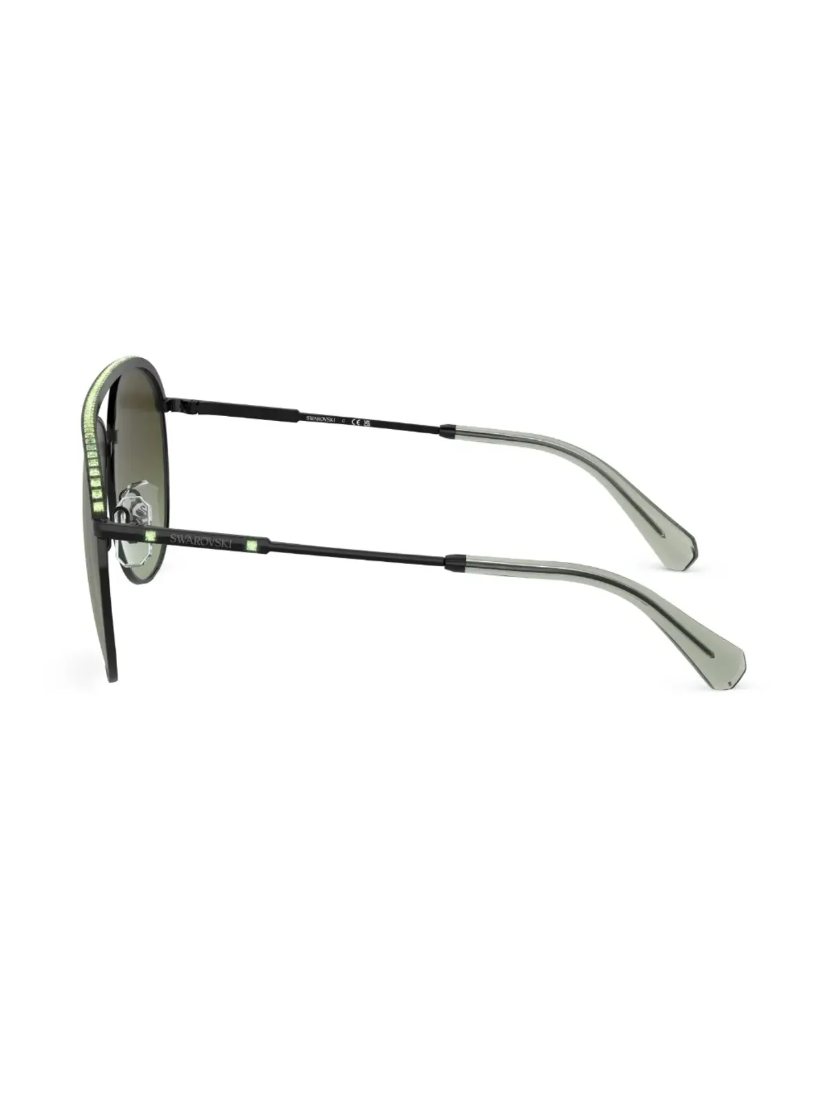 Swarovski Eyewear クリスタル装飾パイロットフレームサングラス - ブラック - 画像3