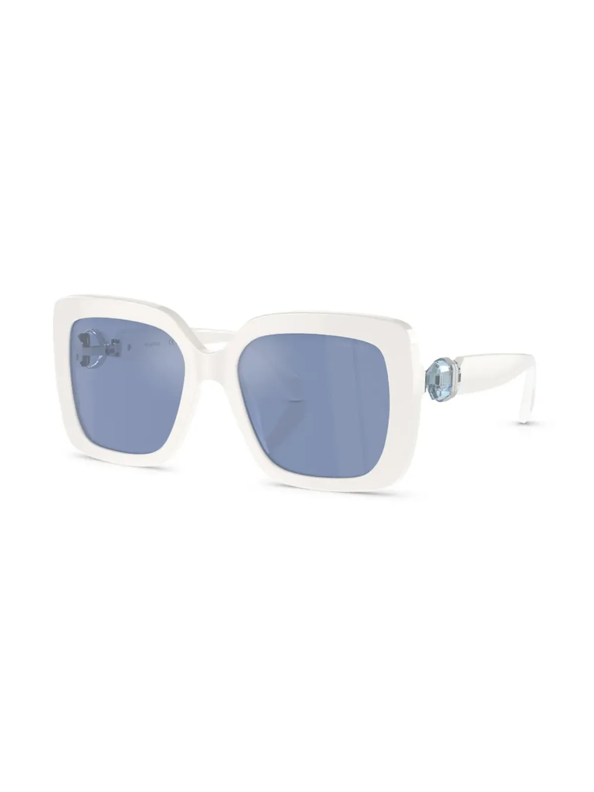 Swarovski Eyewear クリスタル装飾スクエアフレームサングラス - ホワイト - 画像2