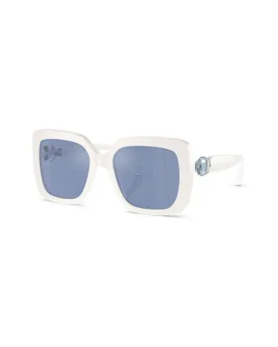 Swarovski Eyewear クリスタル装飾スクエアフレームサングラス - ホワイト - サムネイル2