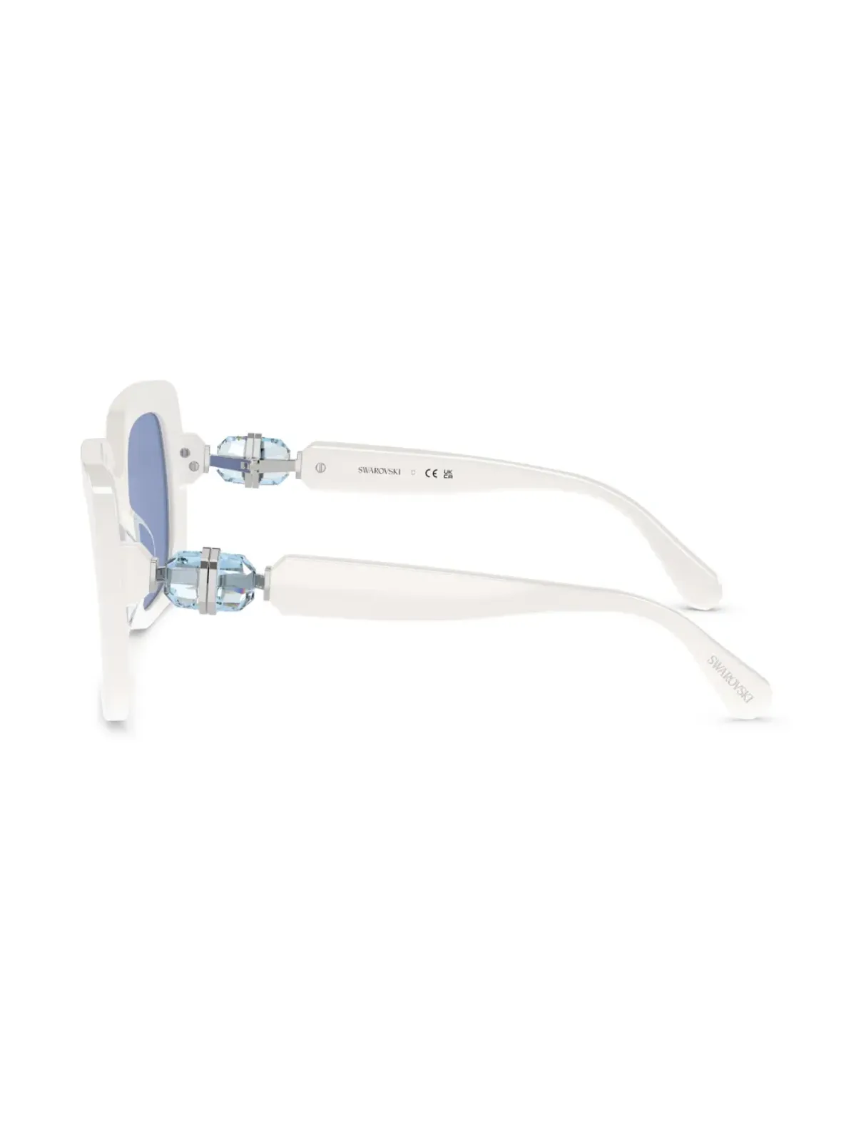 Swarovski Eyewear クリスタル装飾スクエアフレームサングラス - ホワイト - 画像3