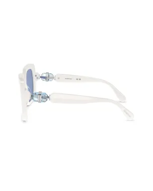 Swarovski Eyewear クリスタル装飾スクエアフレームサングラス - ホワイト - サムネイル3